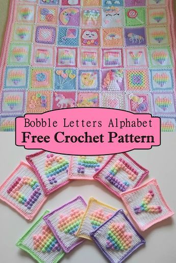 Crochet Bobble Alphabet Letters Pattern Free, Bobble Alphabet Chart, Crochet Bobble Letters Pattern Free, How To Crochet Letters Into Blanket, Free Crochet Alphabet Letters Pattern Free, Crochet Bubble Letters, Crochet Name Blanket Free Pattern, Crochet Bobble Alphabet, Crochet Letters On Blanket