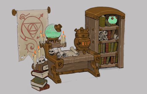 Alchemy Workshop, Torchlight 2 - Mike Franchina - http://aphinc.blogspot.in/ Alchemy Workshop, Mike Franchina, Torchlight 2, Idle Game, Props Concept, Bg Design, Props Art, Isometric Art, Fantasy Props