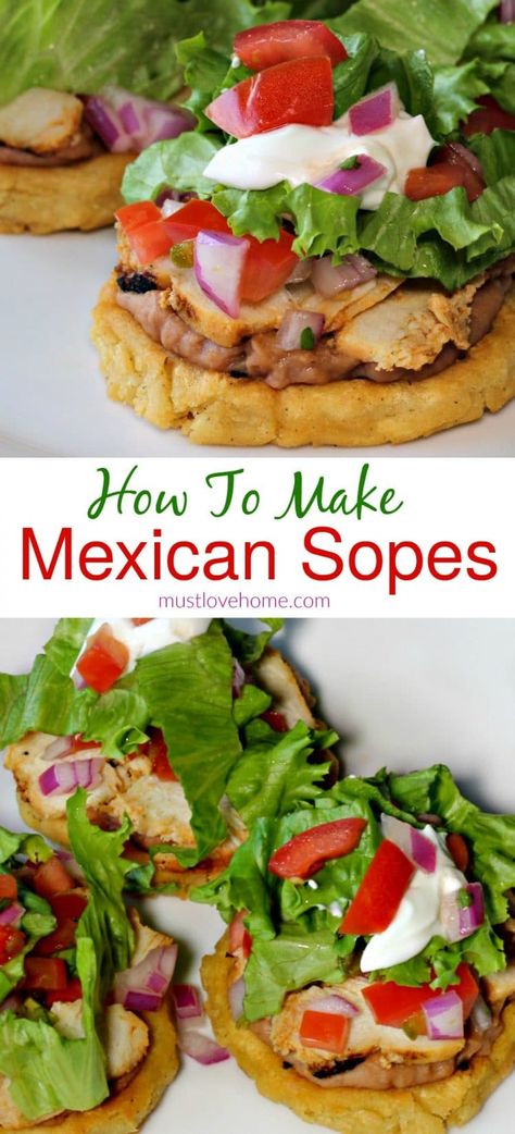 Easy Mexican Sopes are fresh and delicious appetizers that will be a hit at your next party - top them with your favorites like beans, cheese and sour cream! Sopes Mexican, Appetizers Mexican, Mexican Sopes, Sopes Recipe, Mexican Easy, Mexican Appetizers, Delicious Appetizers, Pepperocini Recipes, Mexican Cooking