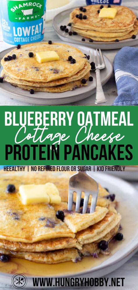 Oatmeal Cottage Cheese, Oatmeal Cottage Cheese Pancakes, Cottage Cheese Protein Pancakes, Cottage Cheese Protein, Cottage Cheese Recipes Healthy, Cottage Cheese Pancakes, Cheese Pancakes, Blueberry Oatmeal, Cottage Cheese Recipes