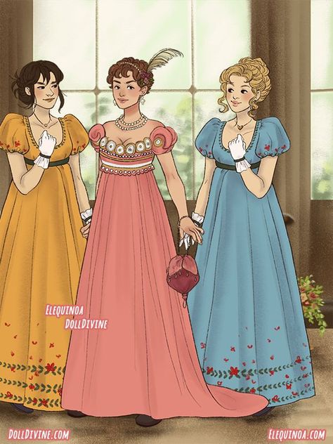 Regency Era Dresses, Dresses Drawing, Regency Aesthetic, Era Dresses, Historical Eras, Romantic Era, Regency Dress, Digital Art Beginner, Regency Era