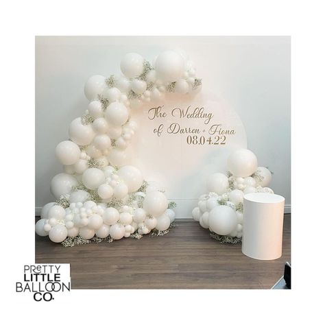 White Balloon Backdrop, Wedding Balloon Backdrop, Wedding Balloon Arch, White Balloon Arch, Small Church Weddings, Christmas Formal, Backdrop Balloon, Smith Wedding, Mr Mrs Smith