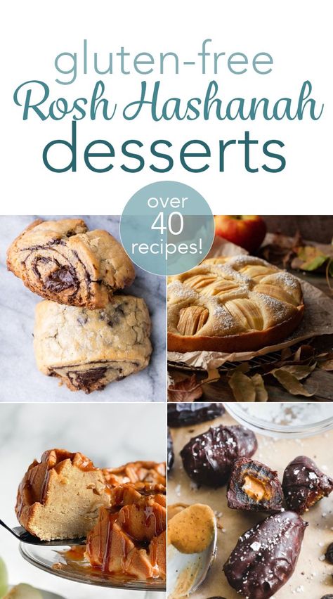 Gluten-Free Rosh Hashanah Desserts (over 40 recipes!) Yum Kippur, Paleo Baked Apples, Desserts Dairy Free, Rosh Hashanah Desserts, Maple Apple Pie, Kosher Desserts, Chocolate Rugelach, Spiced Applesauce, Apple Pie Ice Cream