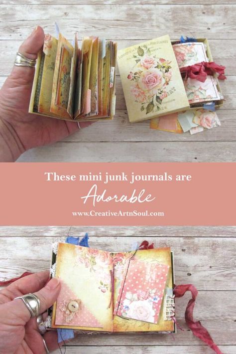 There's something just so fascinating about tiny things, and mini journals are no exception. I've had such a great response to my recent Marvelous Mini Journals Online Workshop that I'v Micro Mini Junk Journal, Mini Journals Diy, Small Junk Journal Ideas, Junk Journal Gift Ideas, Mini Junk Journal Tutorial, Small Junk Journals, Mini Junk Journal Ideas, Mini Junk Journals, Junk Journals Ideas