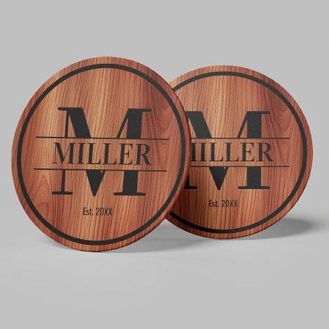 Add a touch of rustic charm to your home with our personalized Monogram Initial Family Name Wood Grain Round Paper Coasters! These coasters are the perfect way to: Keep your furniture protected from condensation and water rings. Add a personal touch to your coffee table or dining room. Make a thoughtful gift for weddings, housewarmings, or any occasion. Here's what makes them special: Unique design: Features a beautiful wood grain background with your family's initial prominently displa... Grain Background, Paper Coasters, Water Rings, Laser Engraved Wood, Wood Circles, Paper Coaster, Personalized Monogram, Family Name, Monogram Initials