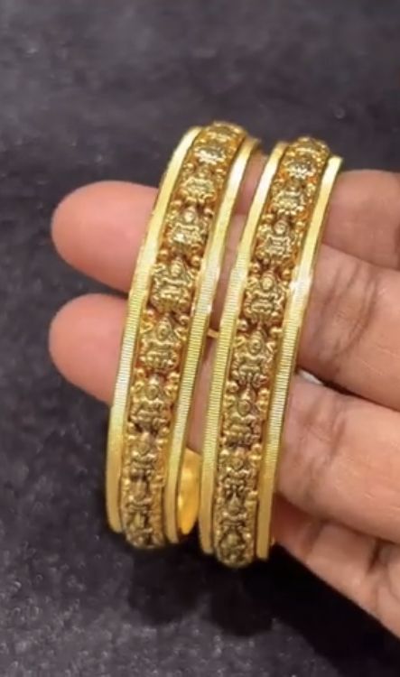 Trendy lakshmi kasu bangles in 30 grams Lakshmi Bangles Gold, Kasu Bangles, Lakshmi Bangles, Free Watercolor Flowers, Kids Gold Jewelry, Stone Bangles, Half Saree Lehenga, Gold Earrings Models, Traditional Blouse Designs