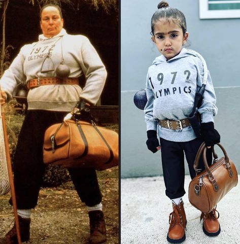 Halloween Costume Idea For Girls Miss Trunchbull Costume Kids, Mrs Trunchbull Costume, Miss Trunchbull Costume, Trunchbull Costume, Funny Movie Costumes, Mrs Trunchbull, Wonka Costume, Miss Trunchbull, Willy Wonka Costume