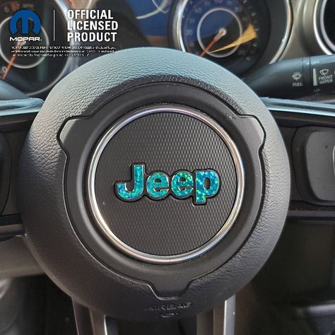 Steering Wheel Fitment Options: ‣ 2014-2023 Jeep Cherokee ‣ 2011-2021 Jeep Compass ‣ 2011-2022 Jeep Grand Cherokee WK2 *Not for new generation* ‣ 2011-2012 Jeep Liberty *Only fits round steering wheel with silver ring*   ‣ 2011-2017 Jeep Patriot ‣ 2015-2023 Jeep Renegade ‣ 2011-2018 Jeep Wrangler JK/JKU ‣ 2018+ Jeep Wrangler JL/JLU ‣ 2020+ Jeep Gladiator Matching decals can be found here: https://www.etsy.com/shop/SDIncDecals?search_query=sequins Sequin Film is made up of bright dots of color that jump into view as your eyes shift over the film. The metallic shades take on a rainbow hue that leans towards the darker spectrum if cast in shadows. - Shines Colors Even in the Dark - Smooth Touch - Prime resin up to 5 yrs durability depending on usage. NOTE: Colors may vary slightly due to diff Jeep Wrangler Grill, Jeep Emblems, Jeep Stickers, Blue Jeep, Tj Wrangler, 2015 Jeep Renegade, Jeep Decals, Jeep Mods, Jeep Wrangler Accessories