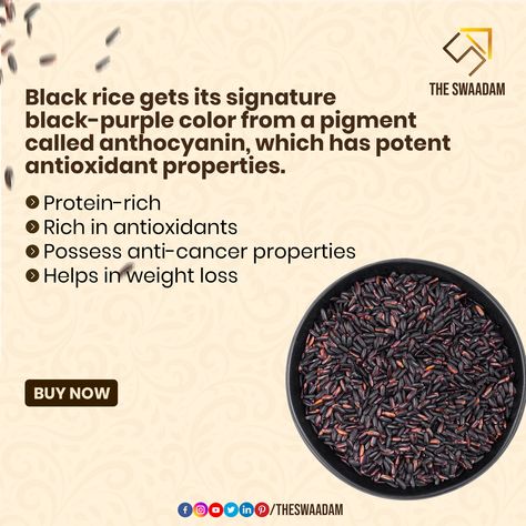 Black Rice Benefits, Millet Recipes, Red Rice, Black Rice, Vegan Meals, Foodie Food, Food Facts, Vegan Options, White Rice