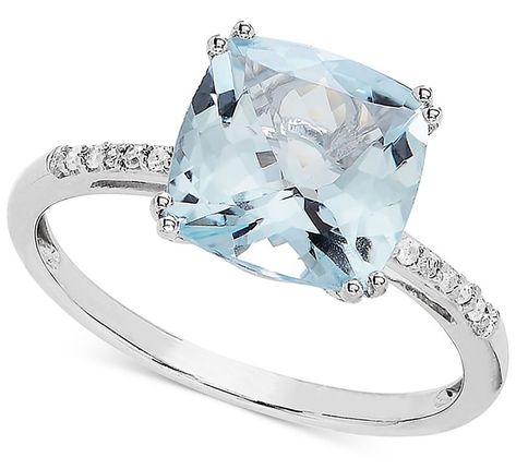 An accessible Aquamarine at Macy's for $640 Aquamarine Cocktail Ring, Black Crystal Earrings, Diamond Wedding Jewelry, Popular Engagement Rings, Top 10 Engagement Rings, Ring Trends, Wedding Jewellery Collection, Ring Ideas, Diamond Engagement Ring Set