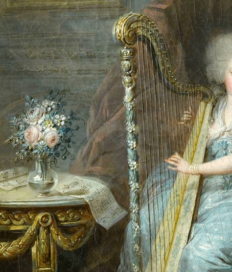 Harps Music, Rennaissance Art, Musical Art, Pure Romance, Old Paintings, Dreamy Art, Old Art, Harp, Rococo