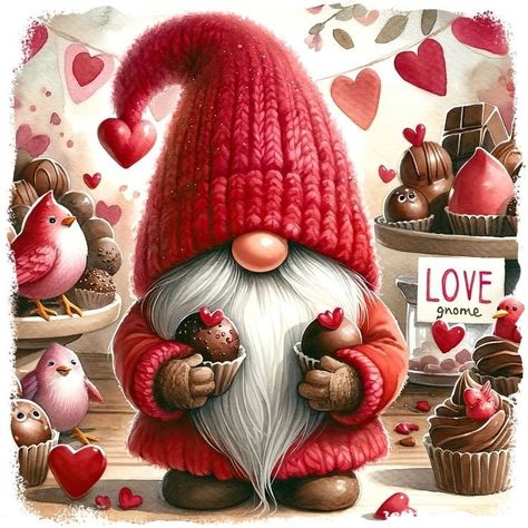 Gnomes and Valentine’s Day, what more could you want?❤️🥰❣️ Christmas Diy Kit, Gnome Pictures, Christmas Diamonds, Printable Pictures, Owl Decor, Gnomes Crafts, Christmas Cartoons, Embroidery Craft, Craft Set