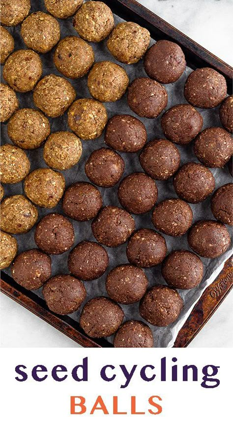 Easy homemade seed cycling balls to help naturally balance your hormone and your cycle. Two delicious flavors for both phases of your cycle. Seed Cycling Balls, Seed Cycling, Healthy Hormones, Balance Hormones, Brown Spots Removal, Energy Balls, Brown Spots, Healthy Treats, Healthy Desserts