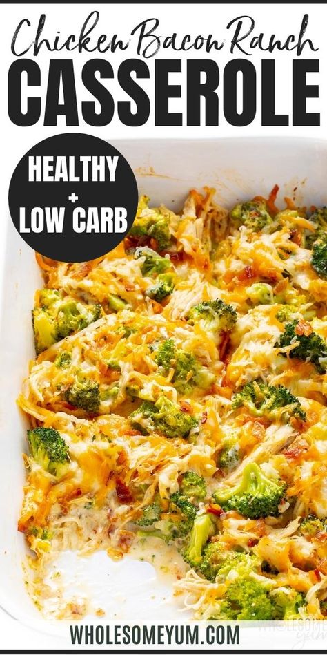 Chicken Bacon Ranch Bake, Bacon Ranch Casserole, Low Carb Chicken Casserole, Ranch Casserole, Keto Chicken Casserole, Chicken Bacon Ranch Casserole, Wholesome Yum, Low Carb Casseroles, Healthy Low Carb