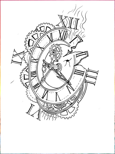 Discover the timeless beauty of clock tattoo designs. Geometric Clock Tattoo, Clock Tattoo Drawing, Tatto Clock, Clock Tattoo Stencil, Clock Face Tattoo, Time Piece Tattoo, Clock Tattoo Sleeve, Clock Tattoos, Watch Tattoo Design