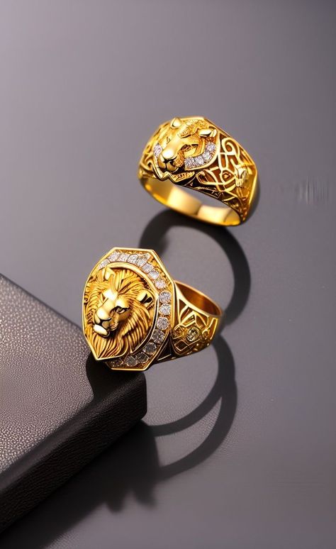 Lion Gold Pendant For Men, Gold Lion Ring, Lion Rings For Men Gold, Gents Ring Gold Men, Lion Rings For Men, Men Gold Ring Design Indian, Golden Rings For Men, Gold Rings For Couples, Boys Gold Ring