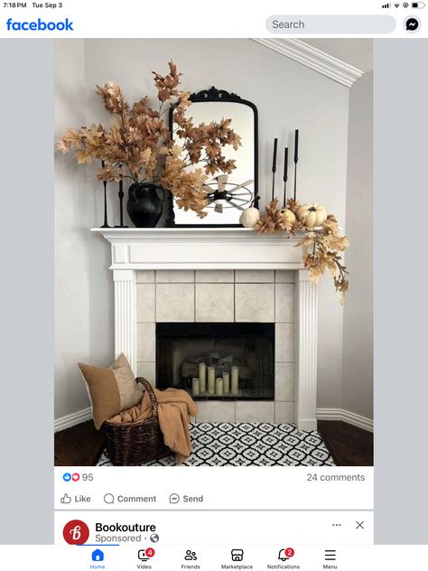 Fall Fireplace Decor Mantles, Fall Fireplace Mantel, Fall Fireplace Decor, Fall Mantle Decor, Fall Fireplace, Fireplace Mantle Decor, Fall Mantle, Easy Fall Decor, Neutral Fall Decor