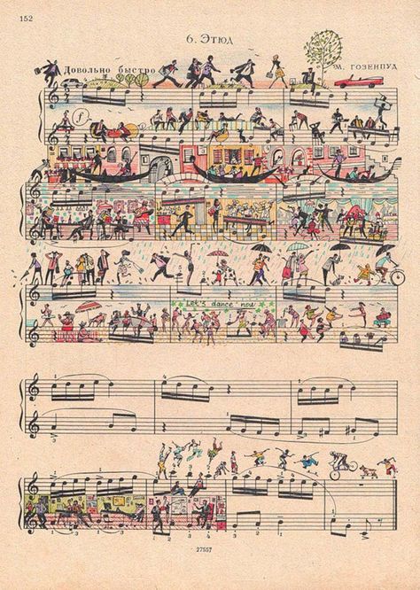 Russian Artists Bring Sheet Music to Life Music Doodles, Music Doodle, Character Dance, Sheet Music Art, Choreography Dance, Music Illustration, Bollywood Dance, Music Artwork, Music Dance