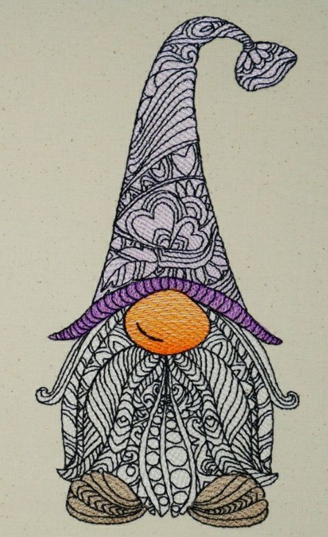 Gnome Zentangle, Gnome Drawing Illustration, Drawing Gnomes, Christmas Zentangle, Artistic Tree, Female Gnome, Doodle Doodle, Sharpie Crafts, Zen Tangle