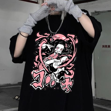 Funny Clothing, Nezuko Cosplay, Slayer Shirt, Anime Japanese, Anime Tshirt, Cartoon Animation, Boxing T Shirts, Demon Slayer Kimetsu No Yaiba, Streetwear Tops