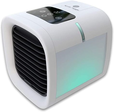 Amazon.com: Nordic Hygge AirChill Cooler Evaporative Portable Personal Air Conditioner and Humidifier Fan, White: Home & Kitchen Smallest Air Conditioner, Air Exchanger, Evaporative Coolers, Camping Usa, Room Cooler, Evaporative Air Cooler, Evaporative Cooler, Industrial Design Sketch, Clockwork Orange