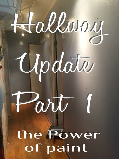 How to update a dated hallway. Dark Painted Hallway Ideas, Dramatic Hallway Ideas, Hallway Wall Colors Paint, Paint Hallway Ideas Wall Colors, Mobile Home Hallway Ideas, Hallway Remodel Ideas, Paint Colors For Hallway, Painting Hallway Ideas, Moody Hallway Ideas