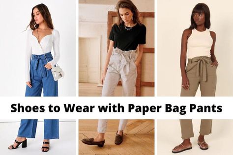 10 Best Shoes to Wear with Paper Bag Pants [2023]: Perfect Shoe Styles & Chic Paperbag Pants Outfit Ideas Paper Bag Pants Outfit Plus Size, Black Paper Bag Pants Outfit Winter, High Waisted Paper Bag Pants Outfit, Styling Paper Bag Pants, Paper Bag Pants Outfit Casual, Paper Bag Waist Pants Outfit, Paper Bag Pants Outfit Work, Paperbag Trousers Outfit, Paperbag Pants Outfit