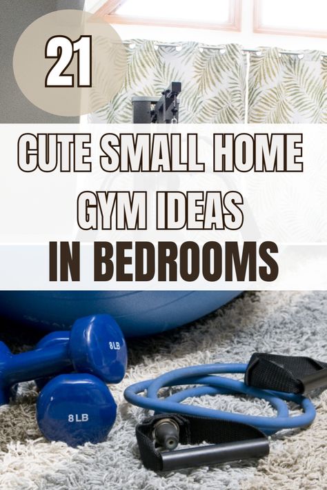 IT'S WORKOUT TIME! LET'S TURN A SMALL CORNER IN OUR BEDROOM TO FOCUS ON OUR HEALTH! HERE ARE 21 CUTE SMALL HOME GYM IDEAS FOR YOUR BEDROOM! I HOPE YOU ARE INSPIRED BY ALL OF THESE TRICKS TO ORGANIZE YOUR GYM EQUIPMENT. LET'S DO IT ON A BUDGET TOO! #HOMEGYM #HOMEGYMSETUP #LAYOUT #DESIGN #WORKOUTROOM #BEDROOM #CORNER #DECOR #INSPO #GYMINSPO #Compact #for #Ideas #HomeStyle #Gym #Garden #DecorTips #Home #Mini #Own #InteriorInspo #Your #Spaces #Workout #Outdoor #Creating How To Make A Home Gym Diy Workout Rooms, Home Gym In Bedroom Small Spaces, Turning Bedroom Into Workout Room, In Home Gym Room, Small Workout Area In Bedroom, Small Gym Decorating Ideas, Small Space At Home Gym, Bedroom With Workout Space, Closet And Gym Combo