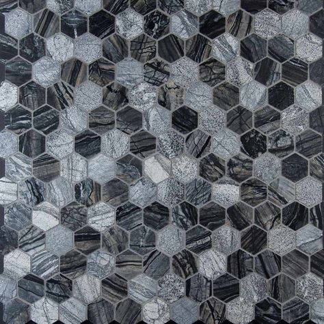 Hexagon mosaic tile bathroom