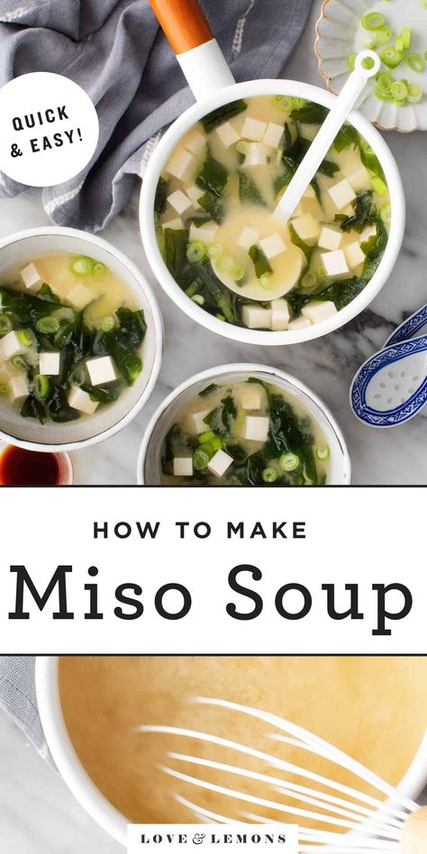 Vegan Miso Soup, Miso Recipe, Miso Soup Recipe, Miso Broth, Quick Soup, Vegan Sushi, White Miso, Asian Soup, Savory Soups