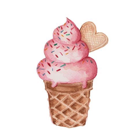 Gelato Drawing, Ice Cream In A Cup Drawing, Watercolour Ice Cream, Gelato Watercolor, Cute Ice Cream Cone Illustration, Lime Popsicles, Candy Land, Textile Patterns, Popsicles