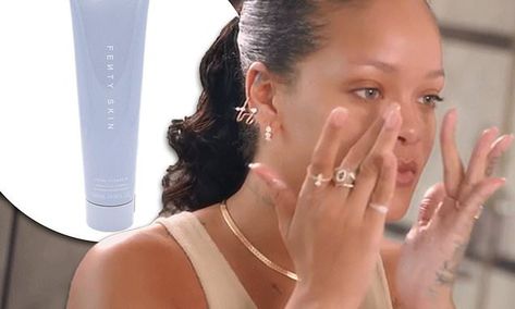 Shoppers say that Rihanna's Fenty Skin Total Cleanser with Barbados cherry is heaven for skin | Daily Mail Online Fenty Petal Poppin, Fenty Beauty Skincare, Fenty Blush Petal Poppin, Fenty Face, Fenty Skin Makeup Remover, Tropical Scent, Facial Cleansing, Rihanna Fenty, Rihanna