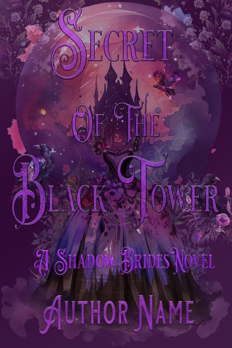 Purple toned premade book cover with a ghostly purple dress in the foreground and an ominous black castle encased in a dome in the background, premade book cover created by Lavender Realm Designs. Premade Book Covers, Book Cover Art, Cover Art, E-book, Book Cover, Purple, Art