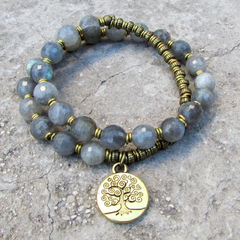 Serendipity, genuine labradorite 27 bead wrap mala bracelet Personal Aesthetic, Labradorite Bracelet, Mala Bracelet, Homemade Jewelry, Beaded Wraps, Bijoux Diy, Diy Bracelets, Beautiful Bracelet, Wire Jewelry