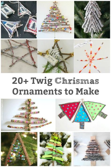 Diy Harry Potter Christmas Ornaments, Kids Make Christmas Ornaments, Tree Branch Crafts, Harry Potter Christmas Ornaments, Twig Christmas Tree, Twig Crafts, Ornaments To Make, Homemade Christmas Decorations, Sleigh Bells