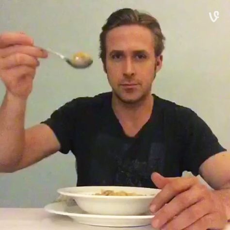 Gosling Finally Ate Cereal for Late Vine Creator -- Vulture Eating Cereal, Ryan Gosling, A Man, Cereal