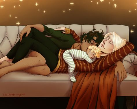 Drarry Family Fanart, Draco And Scorpius Fanart, Wolfstar Family, Drarry Family, Fanart Drarry, Darry Fanart, Drarry Fanfiction, Evan Rosier, Potter Family