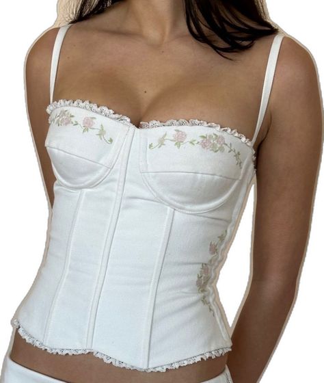 Lace Corset Outfit, White Corset Outfit, Embroidered Corset, Lace Edges, Corset Outfit, Corsets, Fashion Killa, Aesthetic Outfits, Outfits Casuales