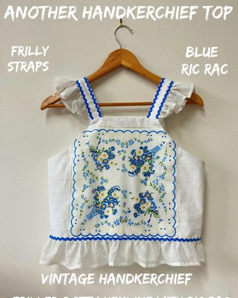 Have A Lovely Evening, Vintage Toddler Dress, Blue Handkerchief, Handkerchief Top, Outfit Primavera, Girls Dresses Summer, Toddler Fashion, Lookbook Outfits, Handmade Clothes