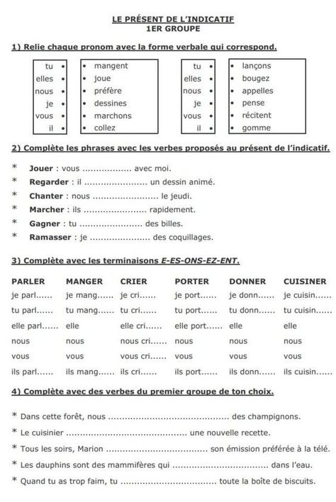 French Lessons For Beginners, Learning French For Kids, French Conversation, Inspirational Smile Quotes, Basic French Words, French Teaching Resources, French Worksheets, French Activities, French Verbs