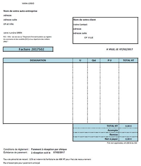 Quels sont les éléments qui doivent obligatoirement apparaître sur vos facture en tant qu'auto-entrepreneur ? Modèle de facture gratuit ! Invoice Template Word, Invoice Template, Print Templates, Event Planner, Business Planning, Start Up, Blogging, Budgeting, Web Design