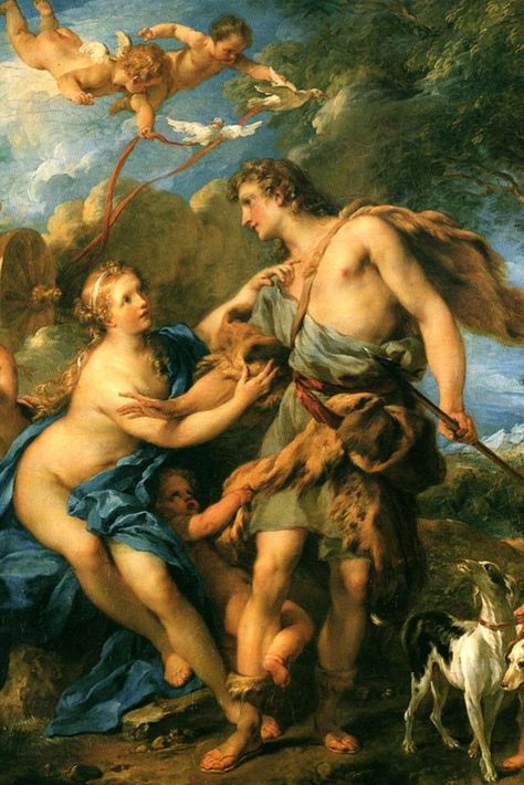 Adonis Greek, Venus And Adonis, Aphrodite Painting, Aphrodite Art, Greece Painting, Greek Paintings, Greek Pantheon, Greece Art, Baroque Painting