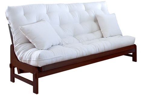 Armless Wood Futon Lounger | Cypress Java Wood Futon Frame | The Futon Shop Futon Guest Room, Office Futon, Wooden Futon, Futon Mattress Cover, Wood Futon, Wood Futon Frame, White Futon, Organic Sofa, Futon Frames