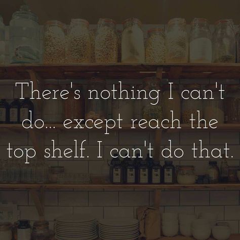 There's nothing I can't do - except reach the top shelf Short People, Quotes Short, Funny Girl, Girl Problems, Top Shelf, The Top, Funny Quotes, Memes, Funny