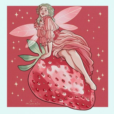 Chloe's arts (@chloe.z.arts) • Instagram photos and videos Rococo Fashion, Fairycore Cottagecore, Z Arts, Goddess Of Love, Alcohol Markers, Flower Beauty, Rococo, All Art, Strawberries