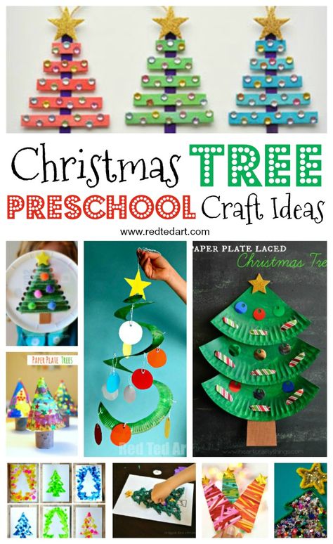 Christmas trees PRESCHOOLERS - Red Ted Art's Blog Christmas Tree Crafts For Kids, Tree Crafts For Kids, Christmas Tree Crafts Diy, Christmas Tree Craft, Diy Pop, Preschool Craft, Christmas Crafts For Kids To Make, Paper Fan, Christmas Pops