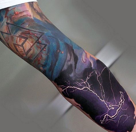 9 Topmost Lightning Tattoos for 2017 Watercolor Sleeve, Blitz Tattoo, Storm Tattoo, Lightning Bolt Tattoo, Sky Tattoos, Lightning Tattoo, Bolt Tattoo, Christian Sleeve Tattoo, Tattoo Background