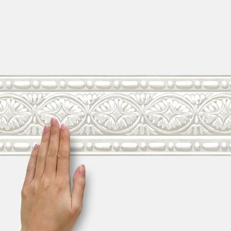 Peel And Stick Border, Faux Crown Moldings, Wallpapered Walls, Roommate Decor, Painted Wooden Signs, Look Wallpaper, Dorm Furniture, Wall Borders, Wall Molding