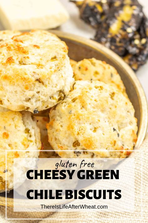 Tender and fluffy gluten free biscuits packed with cheese and Hatch green chiles. #glutenfree #glutenfreebiscuits #hatchgreenchile #LifeAfterWheat Biscuits Gluten Free, Hatch Green Chile, Gluten Free Biscuits, Green Chiles, Gluten Free Recipes For Breakfast, Wheat Free Recipes, Cheese Biscuits, Gluten Free Living, Best Gluten Free Recipes