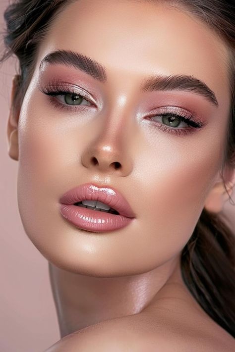 Dusty Rose Makeup Look, Soft Glam Pink Makeup, Soft Pink Eyeshadow Looks, Pink Soft Glam Makeup, Nikah Makeup, Baat Pakki, Mauve Makeup, Libra Rising, Dewy Makeup Look